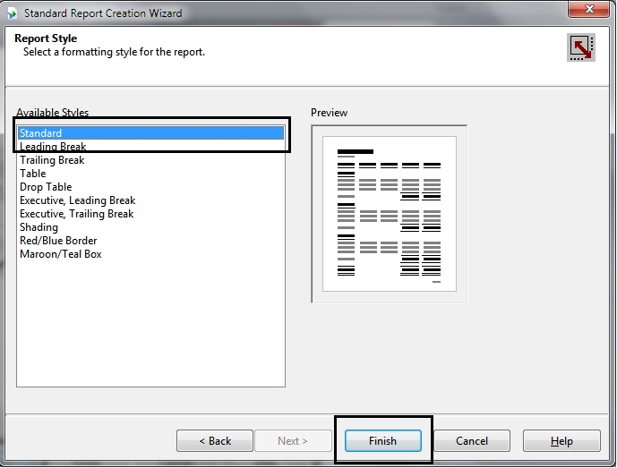 Choose Report Display Format